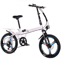 Byjia Folding Bike Folding Bicycle Variable Speed Mountain Bike Carbon Steel Frame Portable Damping Bicycle for Student Men And Women, White, 16inch