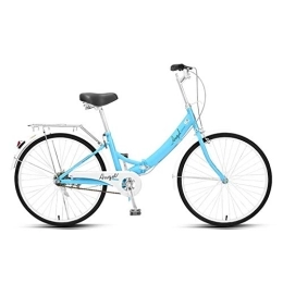 LLF Folding Bike Folding Bicycle Women'S Light Work Adult Adult Ultra Light Variable Speed Portable Adult 24 Inch Small Student Male Bicycle Folding Bicycle Bike (Color : Blue)