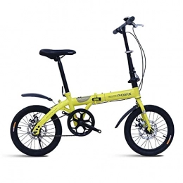 Fei Fei Folding Bike Folding Bicycles, 16-Inch Single Speed Mountain Bike High Carbon Steel Aluminium Alloy Outdoor Bicycle for Daily Use Trip Long Journey, Lightweight and Portable Small Student Bicycle / Yellow