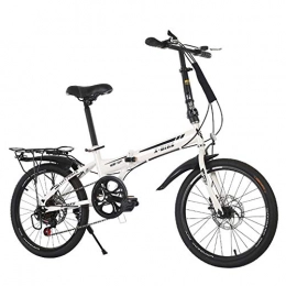 LQLD Folding Bike Folding Bicycles, Adult Mountain Bikes High Carbon Steel Folding Frame Light And Durable Fold at Any Time And Save Space Load Capacity120kg, White