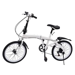 SHZICMY Folding Bike Folding Bike 20 inch Foldable Bike for Adults with 7 Speed Gears 13 kg Alloyed Carbon Steel Double V Brake White