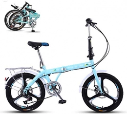 klt Bike Folding Bike 20-Inch Superlight Portable Folding Bike Folding Bicycle Safe Fold up City Bike Double Disc Brakes for Adults Student Damping 7 Speed Bicycle Urban Commuter Road Bike-Blue