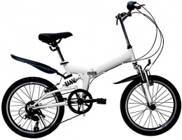 XIN Folding Bike Folding Bike 20in Mountain Bicycle Cruiser 6 Speed Adult Student Outdoors Sport Cycling High Carbon Steel Ultra-light Portable Foldable Bike for Men Women Lightweight Damping Bicycle ( Color : White )