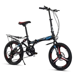 TYXTYX Bike Folding Bike 20inch 7 Speed Portable Bikes, Double Disc Brake Mountain Bicycle Urban Commuters with Back Rack for Adult Teens
