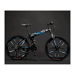LZZB Folding Bike Folding Bike 24 26 Inches, Variable Speed Wheel, Dual Suspension Folding Mountain Bike, Adult Student Lady City Commuter Outdoor Sport Bike, Blue, 24Inch