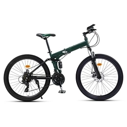 Bewinch Folding Bike Folding Bike 24 / 27 Speed Mountain Bike 24 Inches Wheels MTB Dual Suspension Bicycle Adult Student Outdoors Sport Cycling, Green, 24 speed
