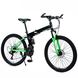 Bewinch Folding Bike Folding Bike 24 / 27 Speed Mountain Bike 24 Inches Wheels MTB Dual Suspension Bicycle Adult Student Outdoors Sport Cycling, Green, 27 speed