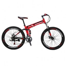  Folding Bike Folding Bike, 26 Inch Comfortable Lightweight 21 Speed Disc Brakes Suitable For 5'2" To 6' Unisex Fold Foldable Unisex's (Red)