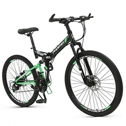 Fei Fei Bike Folding Bike 26 Inches, Variable Speed Wheel, Dual Suspension Folding Mountain Bike, Adult Student Lady City Commuter Outdoor Sport Bike / Green