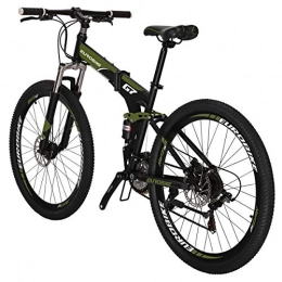 Folding Bike Folding Bike, 27.5 Inch Comfortable Lightweight, 21 Speed Disc Brakes Bicycle, Suitable For 5'2" To 6' Unisex Fold Foldable Unisex's (Green)