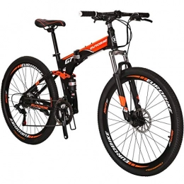  Folding Bike Folding Bike, 27.5 Inch Comfortable Lightweight 21 Speed Disc Brakes Suitable For 5'2" To 6' Unisex Fold Foldable Unisex's (Orange)