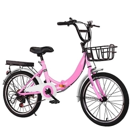 Generic Folding Bike Folding Bike 6-Speed Folding Bike for Adult Foldable Bicycle for Commuting, High-Carbon Steel City Bicycles for Adults Men Women (A 20in)