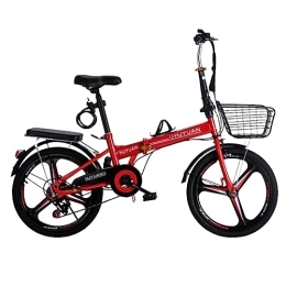 WOLWES  Folding Bike Adult Bike, 6-Speed Folding Bicycl with Front and Rear Fenders Carbon Steel Mountain Folding Bike for Men Women B, 20in
