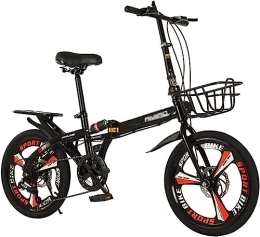 WOLWES Folding Bike Folding Bike Adult Bike, 7-Speed Folding Bicycle Dual Disc-Brake Carbon Steel Bicycles Lightweight Portable Bike for Women and Men A, 20in