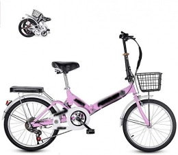 Folding Bike Adult Foldable Bicycle Folding Outdoor Bicycle for Adults Women Men Mini Folding Bike with V Brake 20inch-Pink