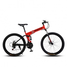 FTFDTMY Bike Folding Bike, Adult Mountain Bike, Aluminum-Magnesium Alloy and Carbon Steel Options, Red, 26 inch 27 Speed