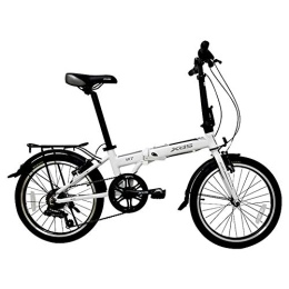 DJYD Bike Folding Bike, Adults Foldable Bicycle, 20 Inch 6 Speed Aluminum Alloy Urban Commuter Bicycle, Lightweight Portable, Bikes with Front and Rear Fenders, Light Blue FDWFN (Color : White)