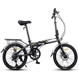 DJYD Bike Folding Bike, Adults Women Light Weight Foldable Bicycle, 20 Inch 7 Speed Mini Bikes, Reinforced Frame Commuter Bike, Aluminum Frame, Orange FDWFN (Color : Black)