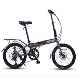 DJYD Bike Folding Bike, Adults Women Light Weight Foldable Bicycle, 20 Inch 7 Speed Mini Bikes, Reinforced Frame Commuter Bike, Aluminum Frame, Orange FDWFN (Color : Gray)