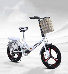 MAYIMY Bike Folding bike comfortable ladies bicycles 20-inch shock-absorbing youth speed bicycle old men and women students adults(Color:white, Size:By sea)