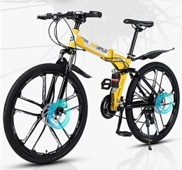 SHUI Bike Folding Bike Foldable Bicycle 21 / 24 / 27 Speed Carbon Steel 26-inch Wheels Easy Folding City Bicycle With Disc Brake yellow- 24 speed