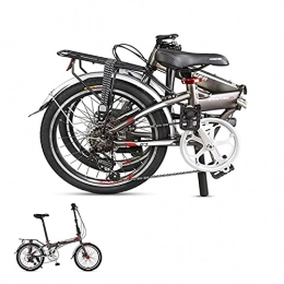 WANYE Folding Bike Folding Bike Foldable Bicycle Shimano 7 Speed Aluminium 20-inch Wheels Easy Folding City Bicycle With Disc Brake, Rear Carry Rack, Front and Rear Fenders grey