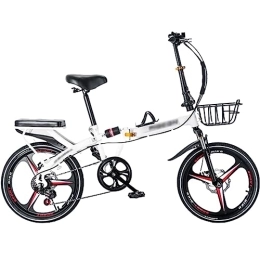 Generic Folding Bike Folding Bike Foldable Bicycle with 6 Speed Gears Dual Disc-Brake High Carbon Steel Easy Folding City Bicycle, Portable Folding Bike for Adults Teenager (A 16in)