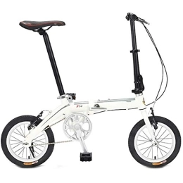 All-Purpose Folding Bike Folding Bike, Folding Bike City Bike 14 Inches, Folding System Fully Assembled Bikes Fits All Man Woman Child, White