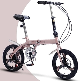 Generic Folding Bike Folding Bike Folding Bike with 6 Speed, Lightweight Foldable Bikes, Commuter Bicycle for Adults and Disc Brake High Carbon Steel Frame, for Men Women (A 16in)