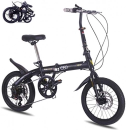 TYUI Folding Bike Folding Bike Folding City Compact Bike Bicycle Urban Commuter+ Men Women Foldable Bicycle 16-inch Variable speed Outdoor Bicycle-black