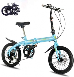 TYUI Folding Bike Folding Bike Folding City Compact Bike Bicycle Urban Commuter+ Men Women Foldable Bicycle 16-inch Variable speed Outdoor Bicycle-blue