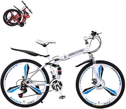 TYUI Folding Bike Folding Bike Folding Mountain Bike 26-inch 21-Speed Folding Outroad Bicycles Streamline Frame for in Outdoor Bicycle-white