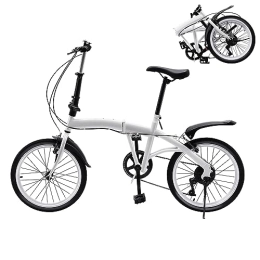 Folding Bike for Adult - 20 Inch 7 Speed Foldable City Bicycle Adult Folding Bike with Double V-brake Seat And Handlebar Adjustable 90KG Max Load Carbon Steel Bicycle for Roadways Mountains Racing