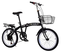 ZLYJ Bike Folding Bike for Adults, 20 Inch Folding Bike with Variable Speed, Foldable Men's and Women's Bicycles, Suitable for Outdoor Excursions Black