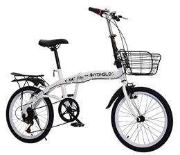 ZLYJ Folding Bike Folding Bike for Adults, 20 Inch Folding Bike with Variable Speed, Foldable Men's and Women's Bicycles, Suitable for Outdoor Excursions White