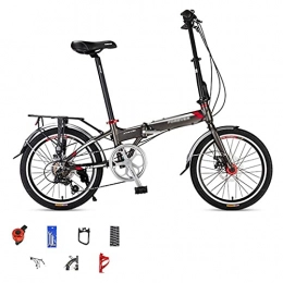 WANYE Bike Folding Bike for Adults, 20-inch Wheels, Rear Carry Rack, Shimano 7 Speed Alloy Easy Folding, Disc Brake (White) grey