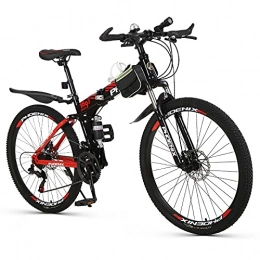 Fei Fei Bike Folding Bike for Adults, 24" 24-Speed Adult Mountain Bike, High-Carbon Steel Frame Dual Full Suspension Dual Disc Brake, Outdoor Bicycle for Daily Use Trip Long Journey