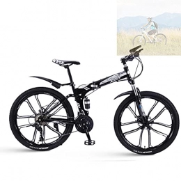 Fei Fei Bike Folding Bike for Adults, 26-Inch 21 24 27 30-Speed Mountain Bike High Carbon Steel Aluminium Alloy Outdoor Bicycle for Daily Use Trip Long Journey / Black / 24speed