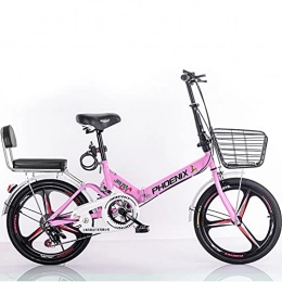 Fei Fei Bike Folding Bike for Adults, Adult Mountain Bike, 16 20-Inch Wheels, Mens / Womens Alloy Frame, Disc Brakes, Multiple Colours / Pink / 16inch