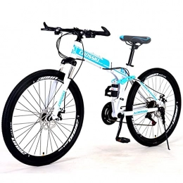 Fei Fei Bike Folding Bike for Adults, Adult Mountain Bike, High-Carbon Steel Frame Dual Full Suspension Dual Disc Brake, Outdoor Bicycle for Daily Use Trip Long Journey Bicycle / E / 21speed