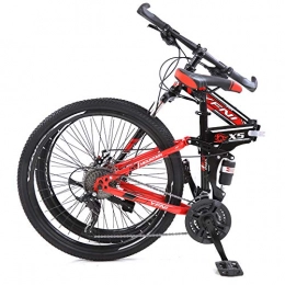 CXSMKP Bike Folding Bike for Adults, Mini Lightweight Foldable Bicycle 26Inch 21 Speed 3 Spoke Wheel, High Carbon Steel Frame Bike with Disc Brake Rear Rack