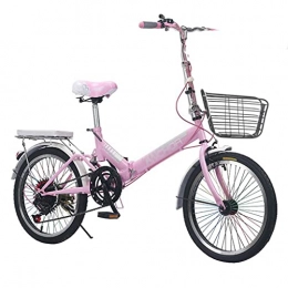 M-YN Bike Folding Bike For Adults, Women, Men, 7 Speed Steel Easy Folding Bicycle 20-inch Wheels(Color:pink)