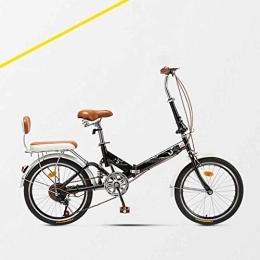 Generic Folding Bike Folding Bike for Adults, Women, Men, Rear Carry Rack, Front and Rear Fenders, 6 Speed Aluminum Easy Folding City Bicycle 20-inch Wheels Disc Brake