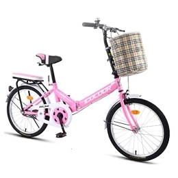  Folding Bike Folding bike in 20 inch adults for folding bike quick folding system with variable speed City bike with rear light and a car village, Pink