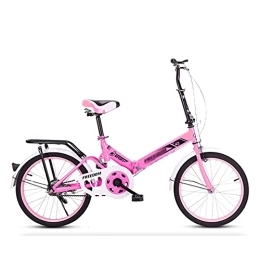  Folding Bike Folding Bike Lightweight Compact Mini City Bike Single-speed & Shock Absorber Foldable Bicycle for Men Women and Teenager Commuter, Pink(Size:20 inch)