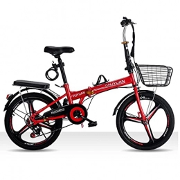 QSCFT Folding Bike Folding Bike Lightweight, Cruiser Bikes 20 Inch Wheels, Bicycle with Fenders, Rack and Comfort Saddle, City Compact Urban Commuters, Womens Men Boys Kids Girls Student(Color:red)