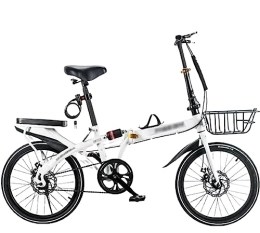 Generic  Folding Bike Lightweight Foldable Bike Carbon Steel Height Adjustable Folding Bike Double Disc Brake Outroad MTB Bicycles for Adults Men Women (B 16in)