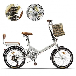 HXFAFA Folding Bike Folding bike, lightweight folding bike for women and adults with variable speed, for students at home, travel and work, 150 x 65 x 95 cm, white.