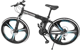 AMhuui Bike Folding Bike, Men's Bike Double Disc Brake Bike Carbon Steel Mountain Bike Full Suspension Bicycle Mens Adults