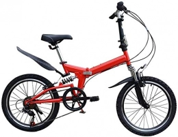 XIN Folding Bike Folding Bike Mountain Bicycle Cruiser 20 Inch Adult Student Outdoors Sport Cycling 6 Speed Ultra-light Portable Foldable Bike for Men Women Lightweight Folding Casual Damping Bicycle ( Color : Red )